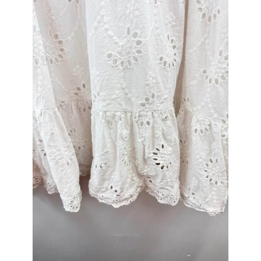 Torrid White Eyelet Cotton‎ Wrap Dress Plus Size 5 Boho Wedding Beachy Classic - Picture 12 of 12